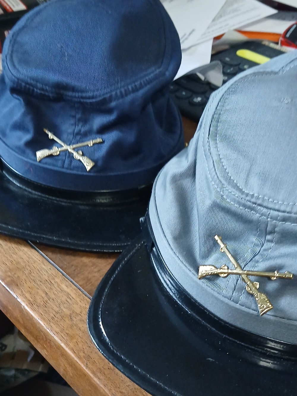 Men's Military Style Kepi Hats - Gray and Navy North & South